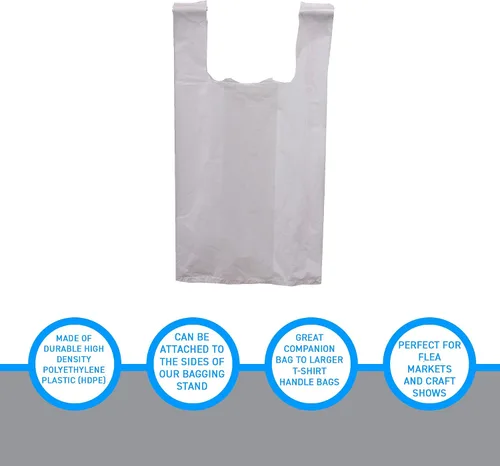 Vista 4 de SSWBasics Bolsas de plástico - Bolsas pequeñas blancas para camisetas - 8' x 5' x 16' - Caja de 2000