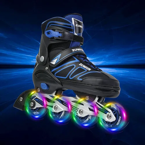 Vista 2 de Patines en línea ajustables para niños y niñas, patines en línea para niños, patines principiantes para niñas, hombres y mujeres al aire libre