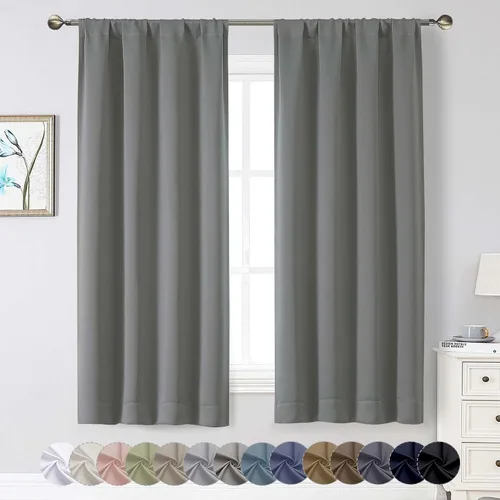 Vista 167 de Cortinas opacas para dormitorio, sala de estar, juego de 2 paneles de 54 pulgadas de largo, cortinas de oscurecimiento de habitación con aislamiento