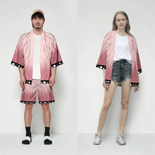 Vista 6 de Rickem Adult Women Kimetsu no Yaiba Kochou Shinobu Robes Cosplay Cardigan Top Jacket Kimono