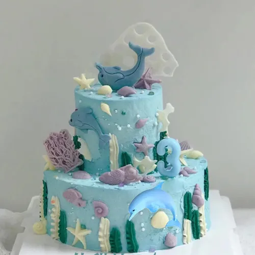 Vista 6 de Molde de silicona para fondant de delfín, molde de caramelo de chocolate con delfines Decoración de tartas de cumpleaños para boda, decoración