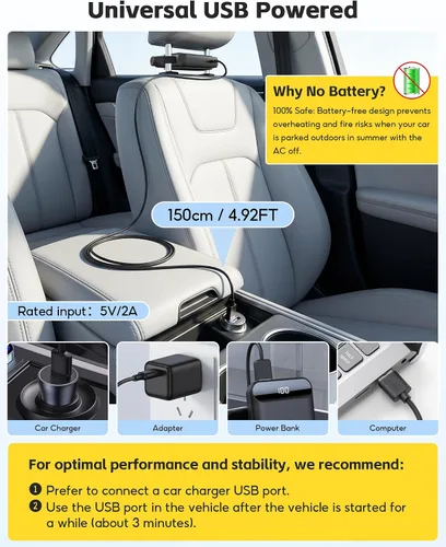 Vista 3 de Ventilador de asiento de automóvil, flujo de aire dual sin aspas, 3