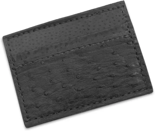 Vista 2 de Cartera magnética de piel de avestruz auténtica hecha a mano