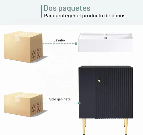 Vista 9 de Harper & Bright Designs Tocador de baño de 21.6" con lavabo, conjunto de tocador independiente de lavabo individual con gabinete de almacenamiento