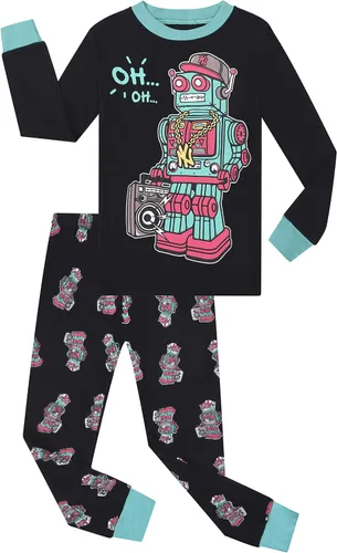 Vista 2 de Benaive Pijama para niños, pijama de algodón para niño, conjunto de pantalones de 4 piezas para niños
