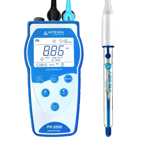 Vista 13 de Apera Instruments Premium Series PH8500-MS Kit de medidor de pH portátil para muestras pequeñas y tubos de ensayo, azul (AI5554)