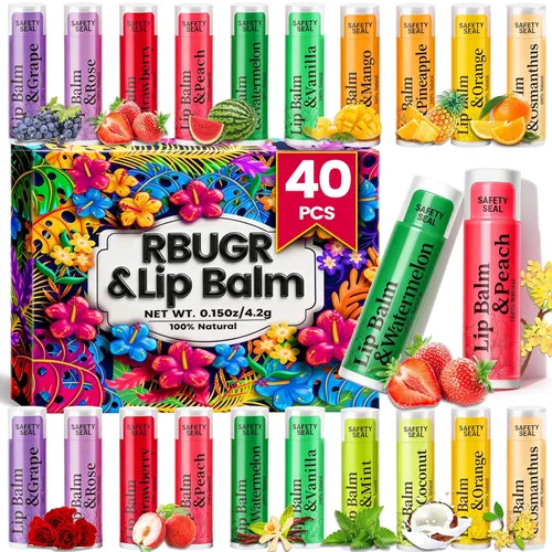 Vista 11 de RBUGR Bálsamo labial a granel, 126 unidades, bálsamo labial hidratante orgánico natural con 12 sabores para labios agrietados, paquete a granel