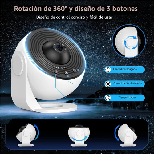 Vista 6 de Proyector de galaxia para dormitorio, proyector de estrellas de imagen HD, luz de galaxia con perilla ajustable, 13 discos de película, planetario