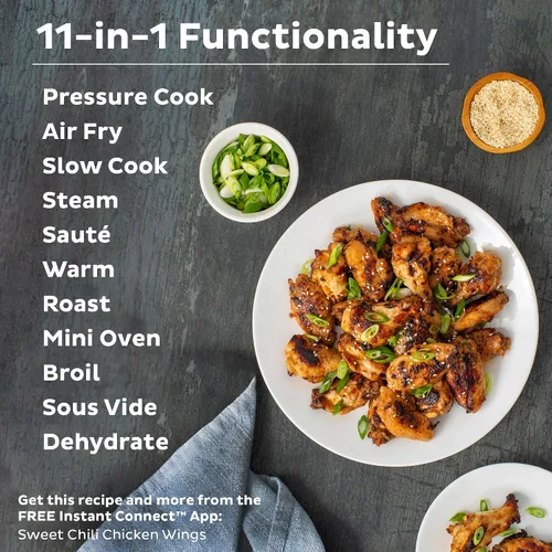 Vista 10 de Instant Pot Duo Crisp - Freidora de aire y olla a presión eléctrica combo 11 en 1 con tapas multicocina que fríe al aire, vaporiza, cocina lenta