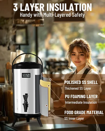 Vista 7 de WantJoin Paquete de 2 dispensadores de bebidas aislados, 75 tazas, urna de agua caliente y fría para catering, dispensador de bebidas calientes