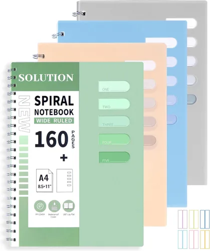 Vista 9 de Yoment 4 cuadernos en espiral de 8.5 x 11 pulgadas para la escuela de trabajo, cuadernos grandes con líneas A4 para mujeres, cuadernos de diario