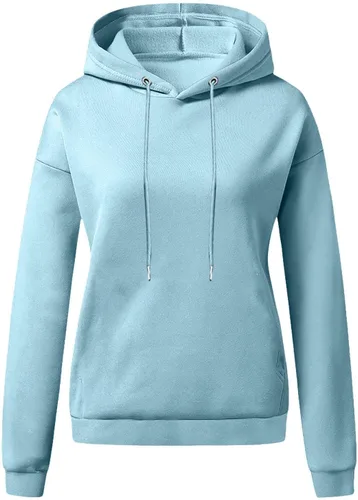 Vista 3 de DOLKFU Women Oversized Long Sleeve Hoodies Solid Color Drawstraing Hooded Pullover 2023 Fall Fashion Sweatshirts