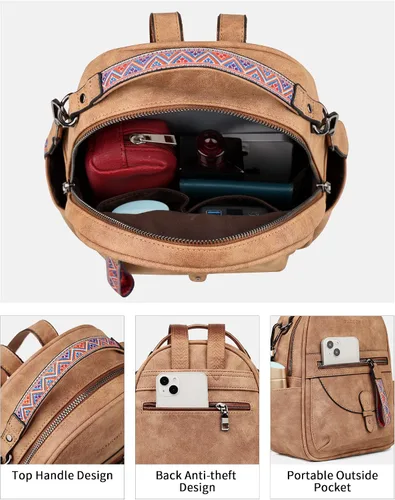 Vista 9 de FADEON Bolsos cruzados para mujer y bolso mochila Colección Marrón