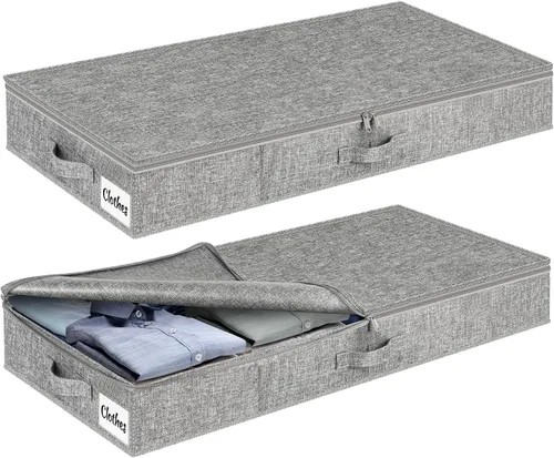 Vista 16 de Contenedores de almacenamiento debajo de la cama, paquete de 2 unidades, 4 pulgadas delgado de perfil bajo debajo de la cama, organizador
