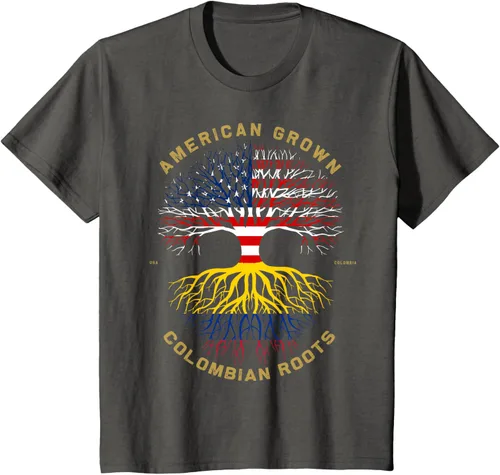 Vista 74 de Camiseta de regalo con la bandera de Estados Unidos con árbol de raíces colombianas