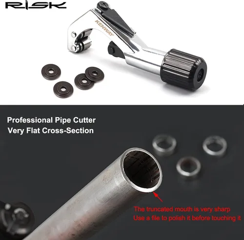 Vista 2 de Road Mountain Bike Fork Steerer Seat Post Handlebar Tube Cutter Tool, Bicycle Metal Pipe Cutter Tool with 5pcs Cutter Wheels for Size 1/4"-1-5/8