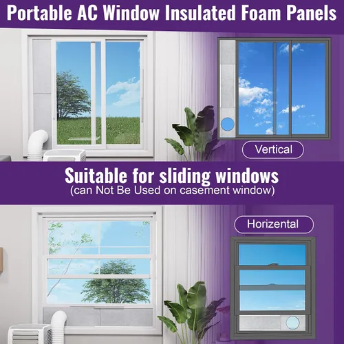 Vista 5 de Mxclimate Paneles de espuma aislados para kit de ventilación portátil de ventana de CA, paneles de sellado de aislamiento de aire acondicionado