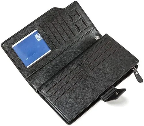 Vista 7 de Billetera para hombre cartera larga para hombre cartera de piel sintética con cremallera cartera para hombre monedero color A tamaño talla única