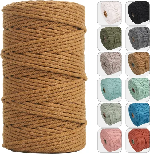 Vista 8 de NOANTA - Cuerda de macramé de 4 mm x 109 yardas color verde aguacate, cuerda de algodón para colgar en la pared, ganchos de plantas