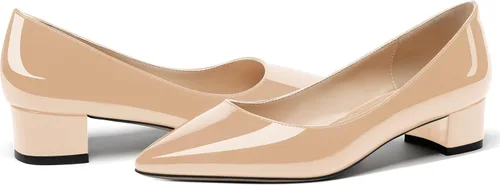 Vista 6 de WAYDERNS Zapatos de vestir de negocios de tacón bajo y grueso con puntera puntiaguda para mujer, de patente, de 1.5 pulgadas