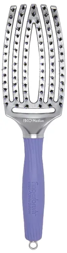 Vista 8 de Olivia Garden Fingerbrush Combo Curved and Vented Paddle Brush for Blow Drying - Ionic and 100% Boar Bristles - For All Hair Types