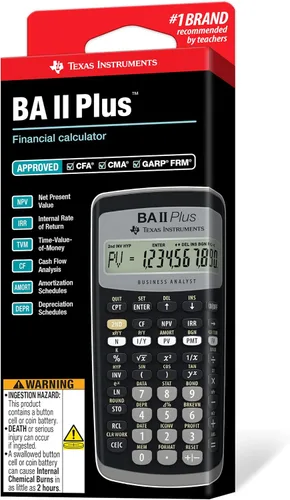 Vista 3 de Texas Instruments BA II Plus Financial Calculator, Black Medium