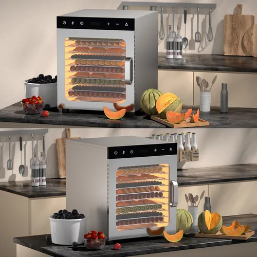 Vista 7 de Deshidratador de alimentos para carne, 10 bandejas de 800 W, secadora eléctrica de alimentos para el hogar, deshidratador comercial
