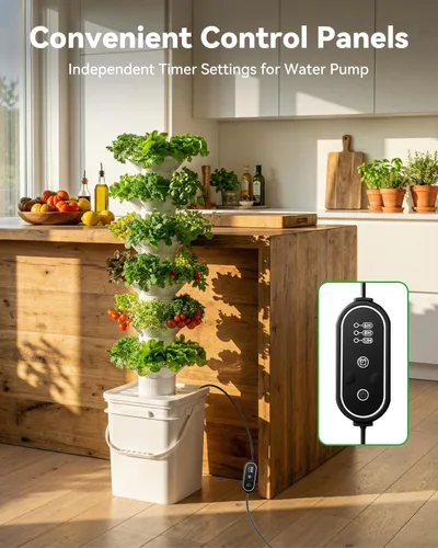 Vista 6 de Kit de sistema de cultivo hidropónico vertical sjzxuv, kits de sistema de jardinería interior y exterior, torre de cultivo de hierbas y frutas, 6