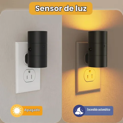 Vista 4 de VOLISUN Luz nocturna, luces LED regulables de noche enchufables a la pared, ámbar/3000K/4500K, brillo ajustable de 0-100 lúmenes, luz nocturna