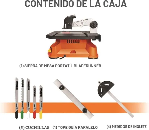 Vista 5 de Worx WX572L - Sierra eléctrica portátil de mesa BladeRunner de 5,5 amperios