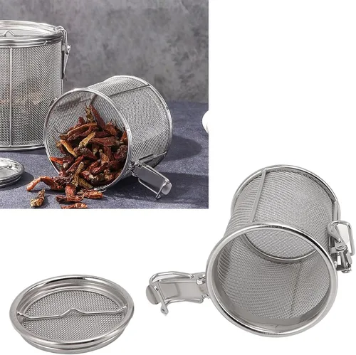 Vista 4 de Infusor de bolas de té de acero inoxidable 304, colador multifuncional para condimentos con gancho de cadena extendido, ideal para hacer té y cocinar