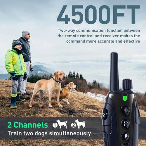 Vista 2 de Collar de choque para perros 2 perros (15-150 libras) con luz intermitente para paseos nocturnos, collar de entrenamiento de perro de 4500 pies