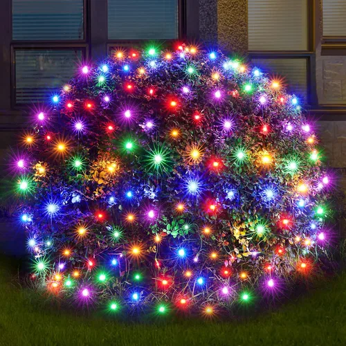 Vista 8 de Red de luces LED de Navidad para exteriores, decoraciones de Navidad para exteriores, 120 LED, 6 pies x 4 pies, con certificación UL, conectable