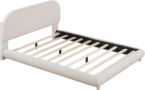 Vista 4 de Merax - Base de cama de plataforma tapizada de tamaño completo con forro polar de estilo teddy, estructura sólida y diseño elegante