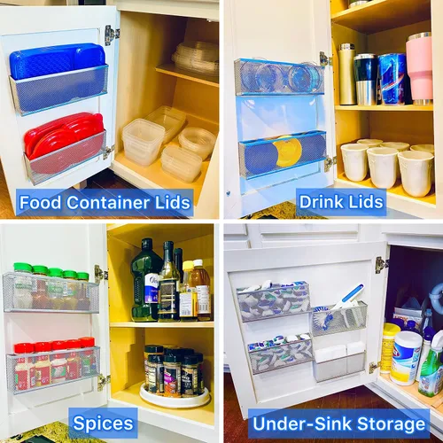 Vista 5 de Slim Caddy Paquete grande + Middy Caddy Organizador de puerta de gabinete Organizador de gabinete de cocina, almacenamiento de gabinete