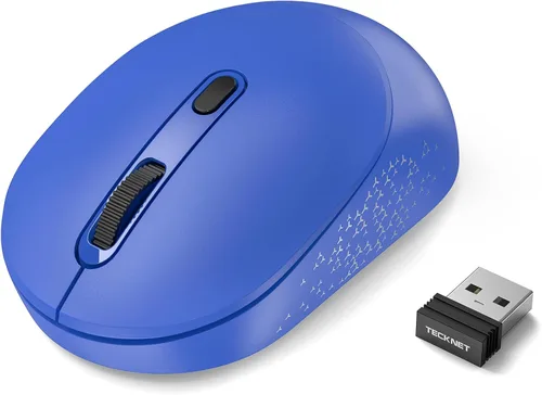 Vista 11 de TECKNET Ratón inalámbrico Bluetooth, receptor USB-A Bluetooth 5.0 y 2.4G, compacto y portátil, clic silencioso, diseño ergonómico simétrico, batería