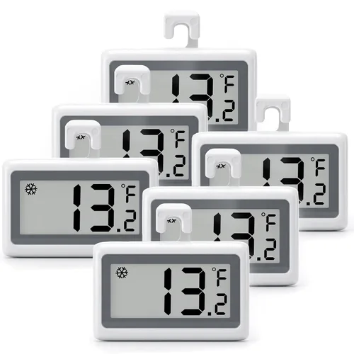 Vista 8 de Termómetro digital para refrigerador, termómetro para nevera y congelador con pantalla LCD grande, medidor de temperatura magnético del congelador
