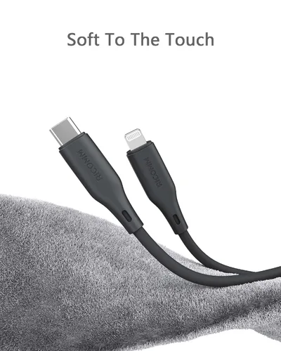 Vista 3 de Cable USB-C a Lightning, 3.9 pies, certificado MFi, cable de carga rápida de silicona suave para iPhone 14/13/12/11 Pro Max/XS/XR, iPad, AirPods