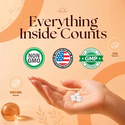 Vista 6 de Vitamatic Niacina (vitamina B3) 500 mg, 240 comprimidos - Sin OMG y sin gluten - 480 tabletas (paquete de 2)