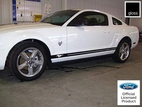 Vista 2 de Adhesivos de rayas laterales para puerta de panel basculante para Ford Mustang Negro (brillo) - RAA - CB