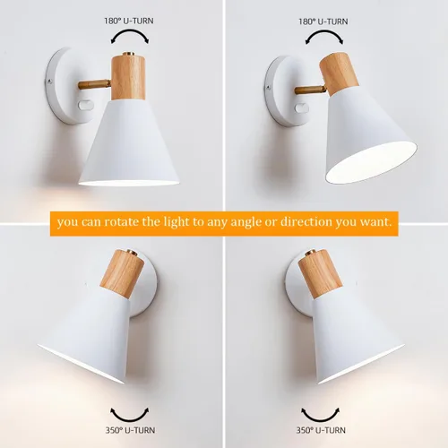 Vista 6 de Apliques de pared, lámpara de pared ajustable blanca para dormitorio industrial, iluminación de lavabo de baño para dormitorio, pasillo, sala