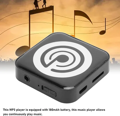 Vista 4 de Reproductor de MP3, reproductor de música de sonido sin pérdidas de alta fidelidad, reproductor de música portátil de 180 mAh con conector