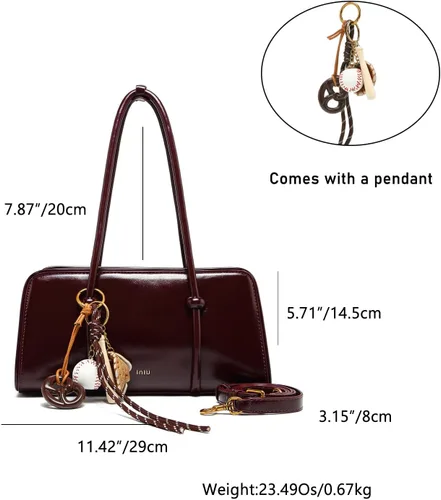 Vista 5 de Bolso de hombro para mujer, bolso espacioso con múltiples bolsillos, bolso cruzado para mujer, bolso de mano elegante, asa superior, bolso de hombro