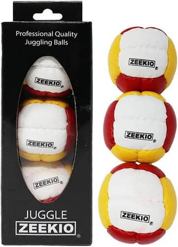 Vista 7 de Zeekio Galaxy Malabares - Pelotas de cuero genuino de 12 paneles de primera calidad, 4.59 oz, 2.638 in, paquete de 3 (negro)