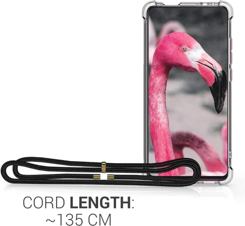 Vista 3 de kwmobile Funda cruzada compatible con Xiaomi Mi 9T (Pro) / Redmi K20 (Pro) - Funda transparente de TPU con correa de cordón - Negro/Transparente