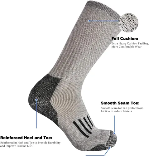 Vista 3 de EnerWear Men's Merino Wool Cushion Trail Crew Socks 46P Pack
