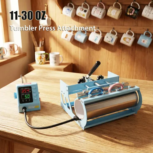 Vista 5 de Prensa de calor mejorada de 15 x 15 pulgadas, máquina de prensa de calor 5 en 1 con prensa para vasos, tazas y sombreros, prensa digital de camisas