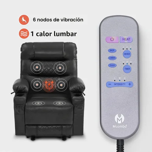 Vista 5 de MCombo Zero Gravity Power Silla reclinable con calor y masaje PR621 (negro)