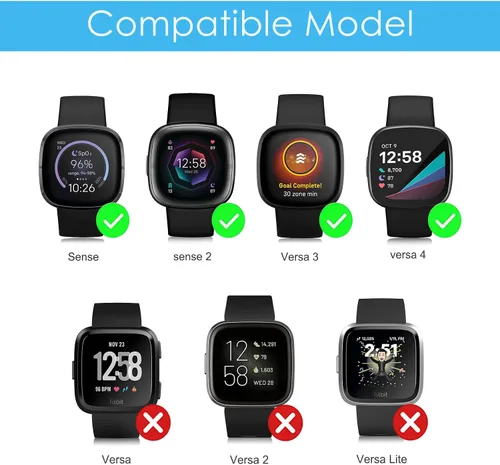 Vista 2 de Fintie Bandas compatibles con Fitbit Versa 4 3 / Sense 2 1, correa de repuesto de cuero genuino (negro)