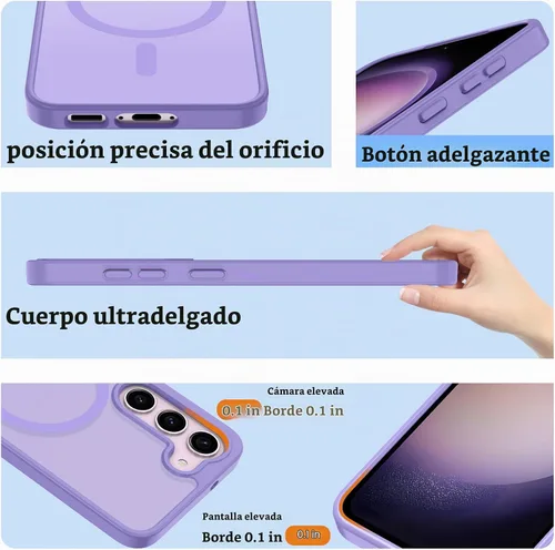 Vista 5 de Pilaru Funda magnética para Samsung Galaxy S23 con 2 protectores de pantalla: (protección contra caídas de grado militar de 12 pies)